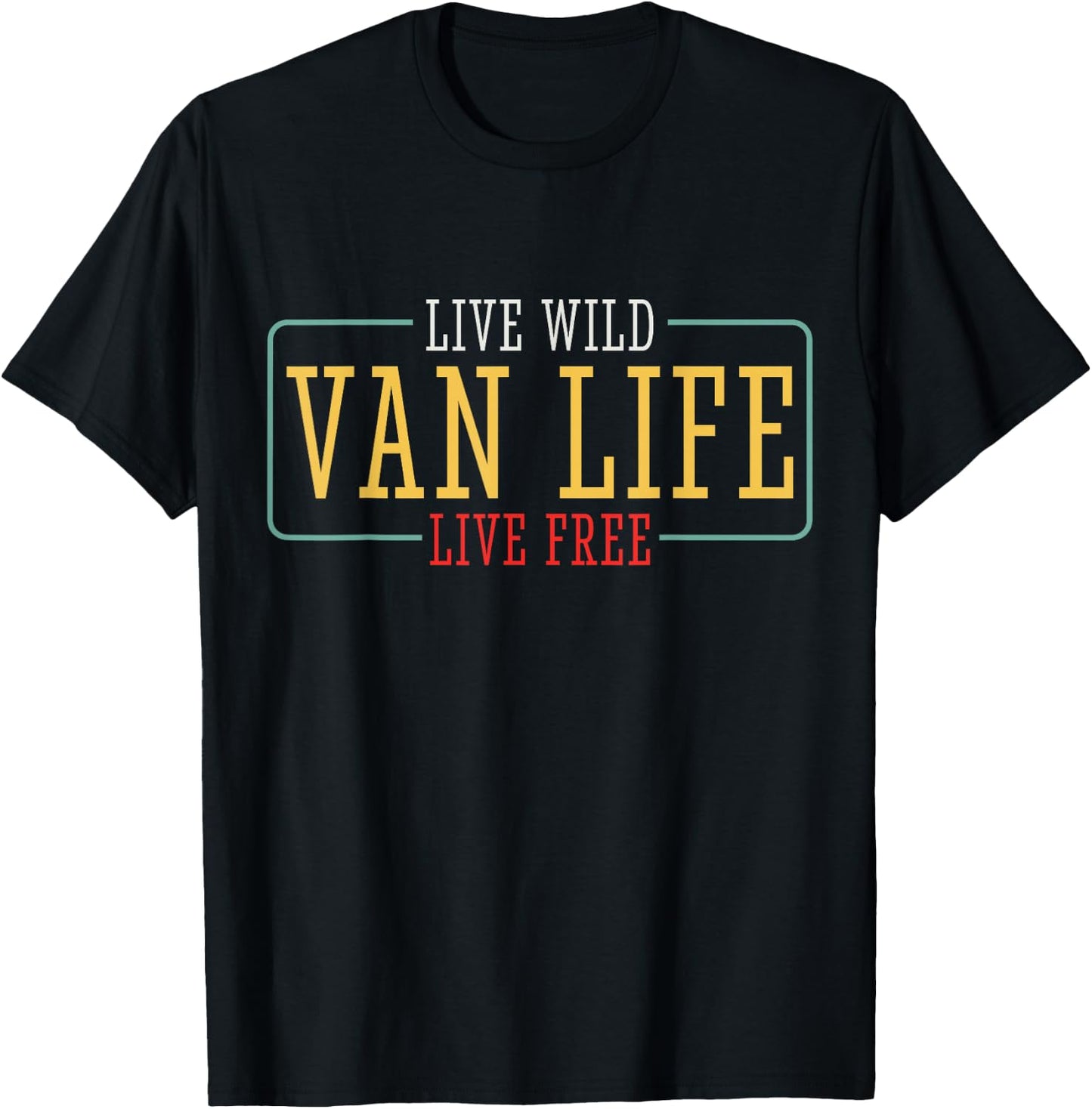 Van Camper Camping Wild Free Life T-Shirt - T-Shirt | Black