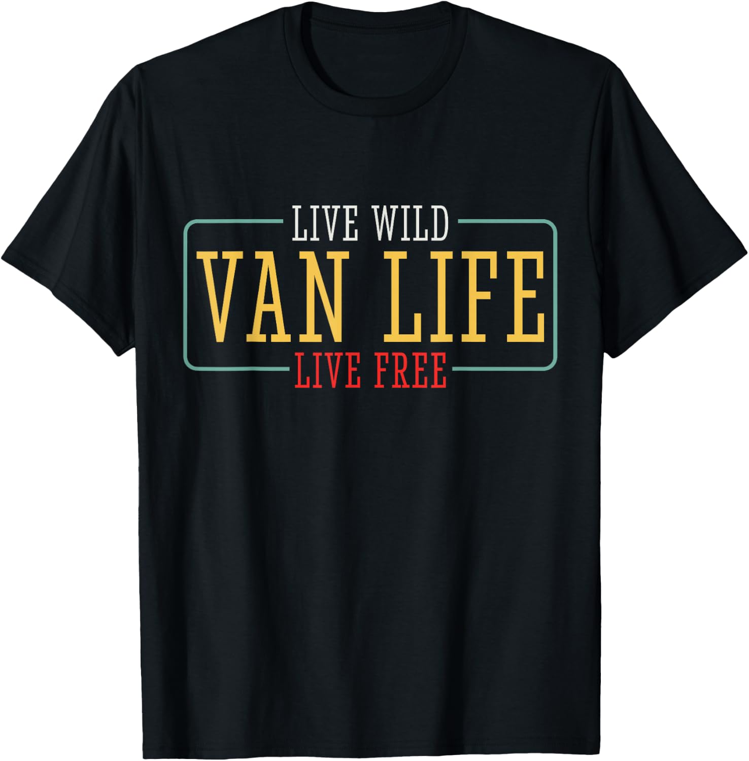 Van Camper Camping Wild Free Life T-Shirt - T-Shirt | Black