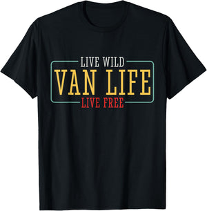 Van Camper Camping Wild Free Life T-Shirt - T-Shirt | Black