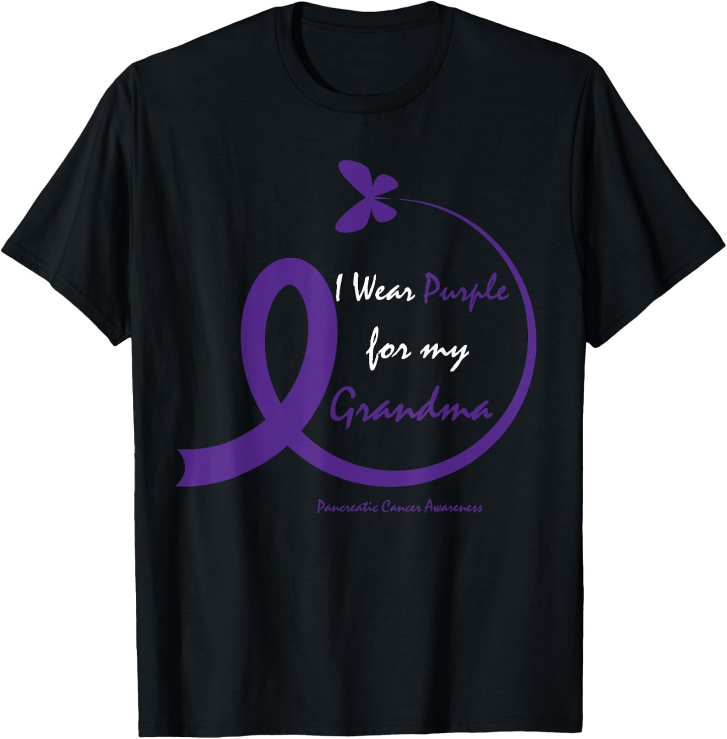 Products Gifts Purple Grandma Pancreatic Cancer Awareness T-Shirt - T-Shirt | Black