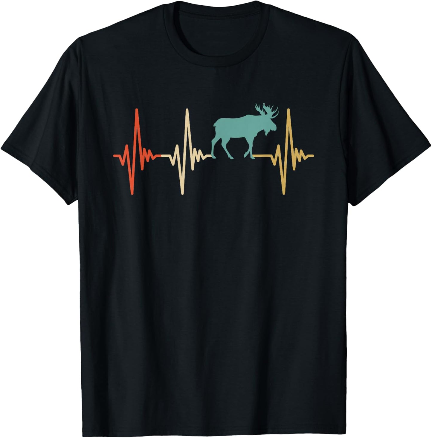 Moose Heartbeat Retro Vintage Design Women T-Shirt - T-Shirt | Black