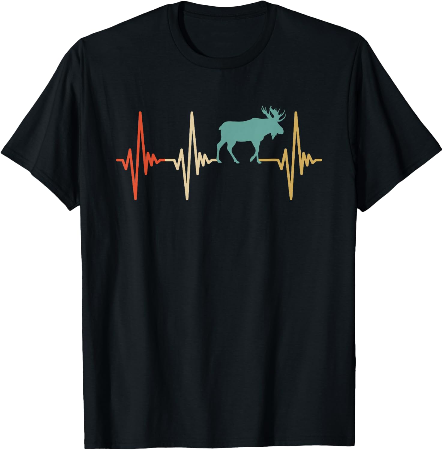 Moose Heartbeat Retro Vintage Design Women T-Shirt - T-Shirt | Black