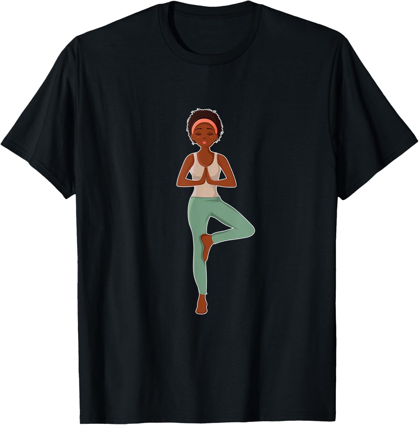 Yoga - African American Woman T-Shirt - T-Shirt | Black