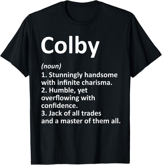COLBY Definition Personalized Name Funny Birthday Gift T-Shirt - T-Shirt | Black