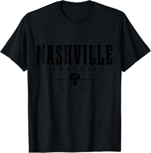 Nashville Tennessee Country Music City Guitar Vintage T-Shirt - T-Shirt | Black