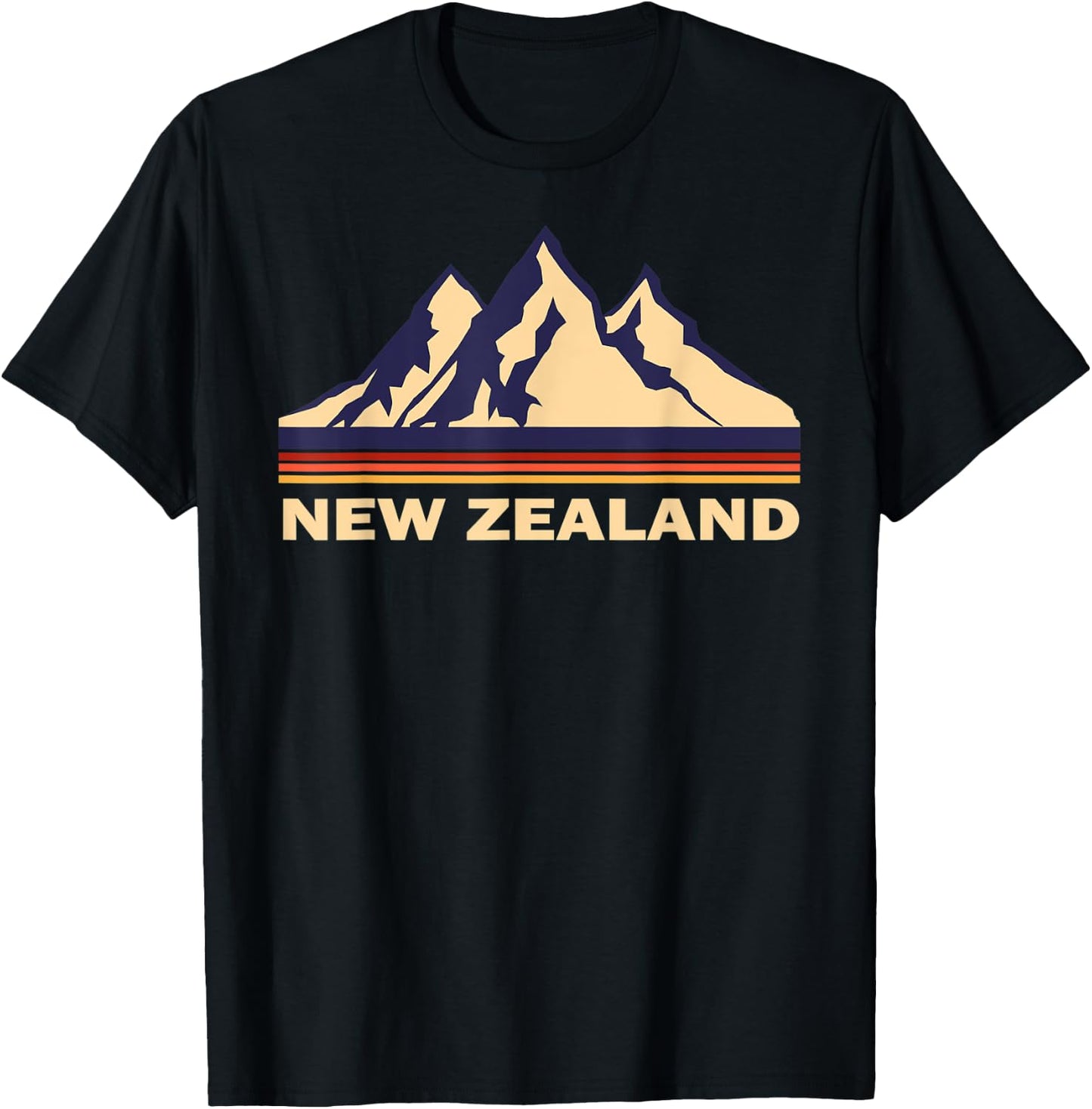 New Zealand Mountains retro T-Shirt - T-Shirt | Black