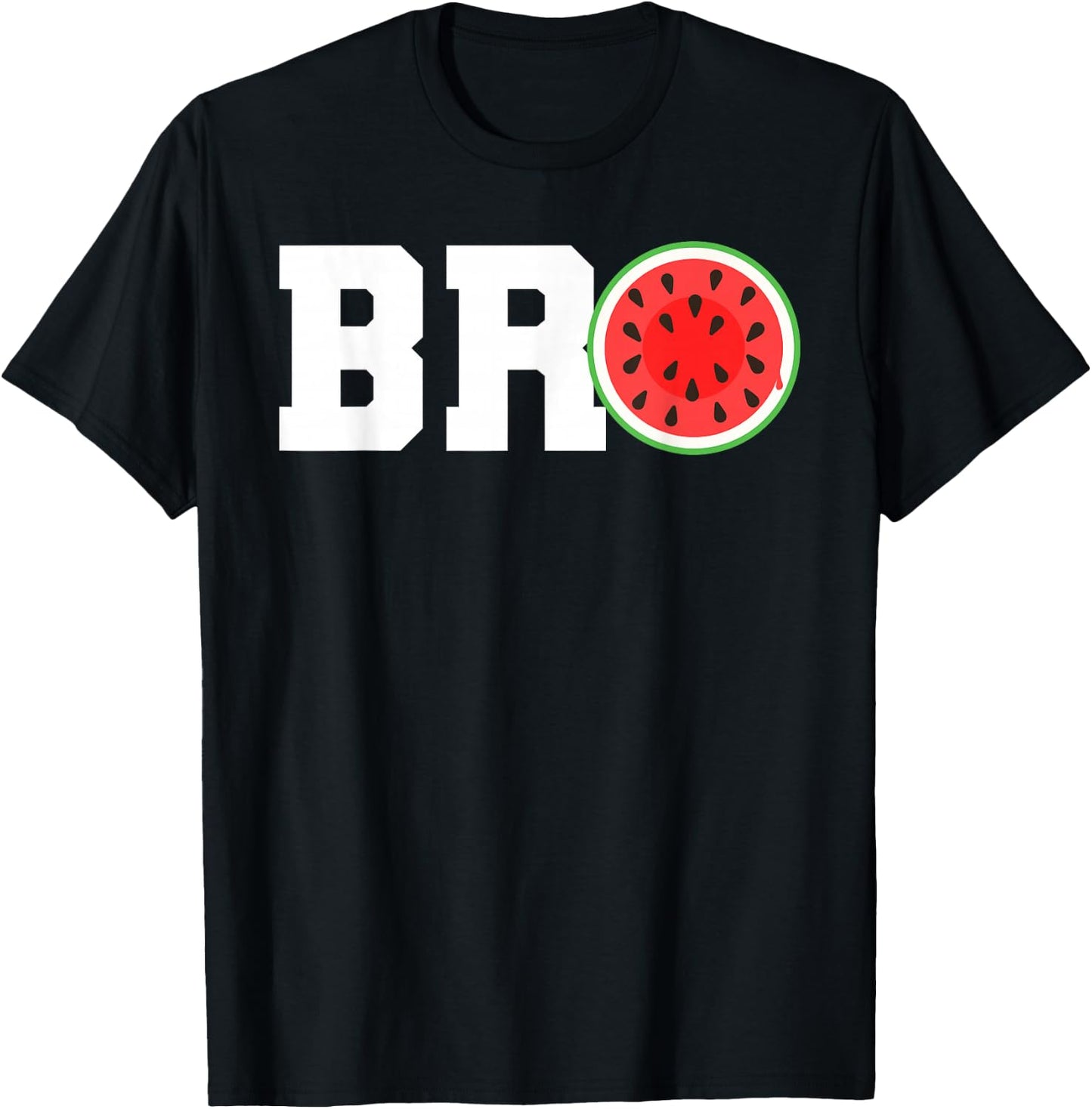 Funny Watermelon Bro Cute Summer Vacation Brother Sibling T-Shirt - T-Shirt | Black
