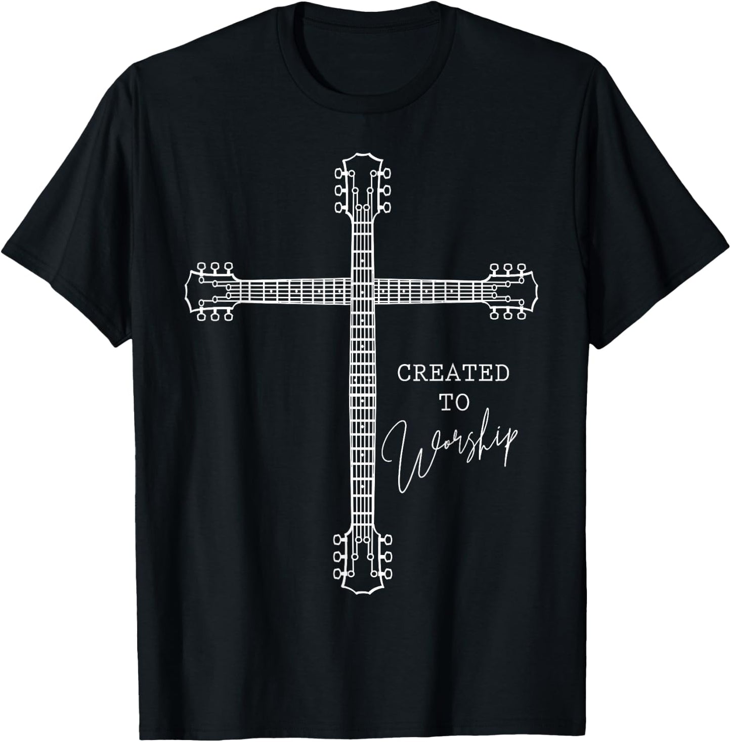 Christian Guitarist Shirt Created To Worship Musician T-Shirt - T-Shirt | Black