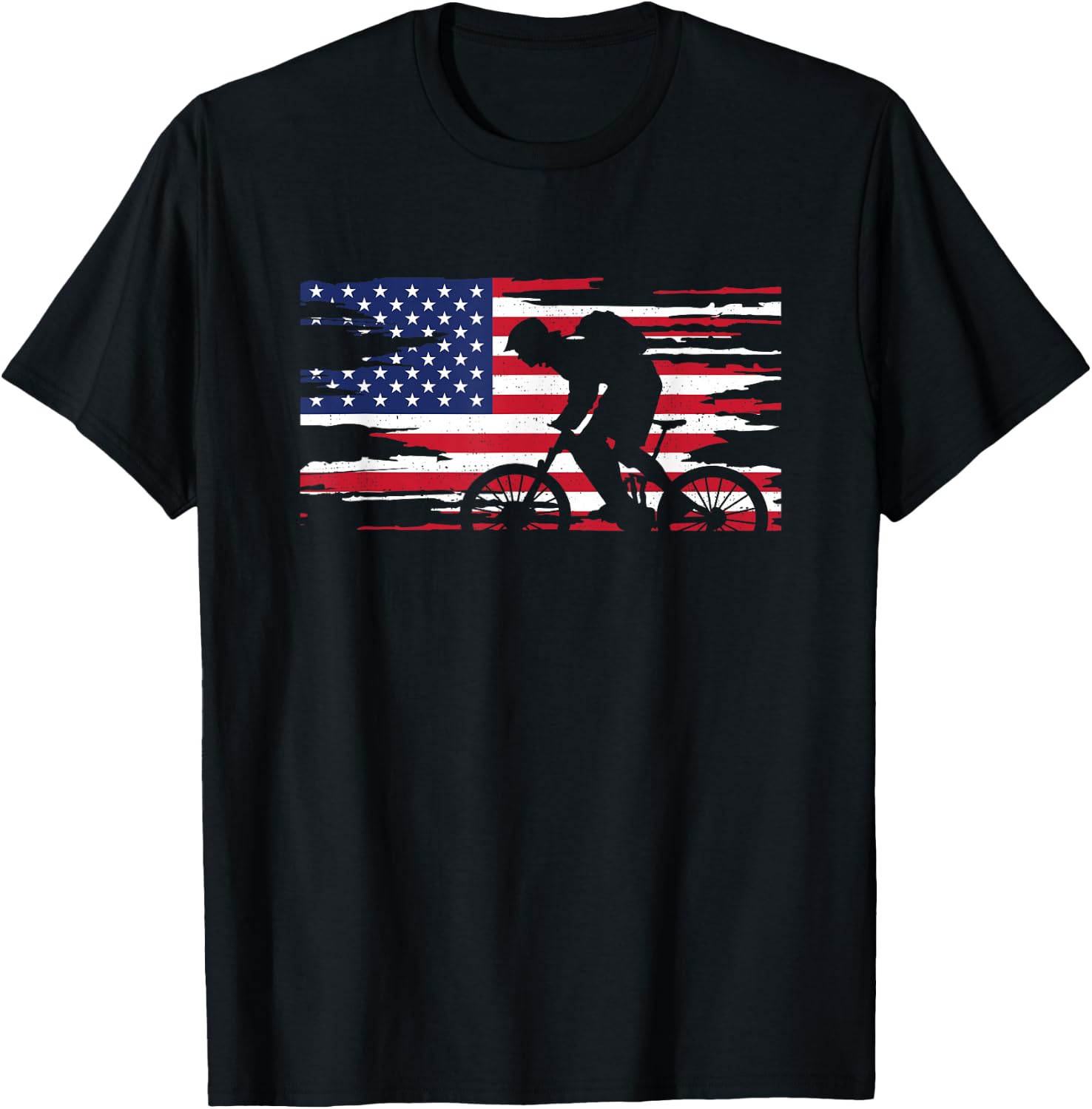 American Flag MTB Mountain Bike Apparel - MTB Mountain Bike T-Shirt - T-Shirt | Black