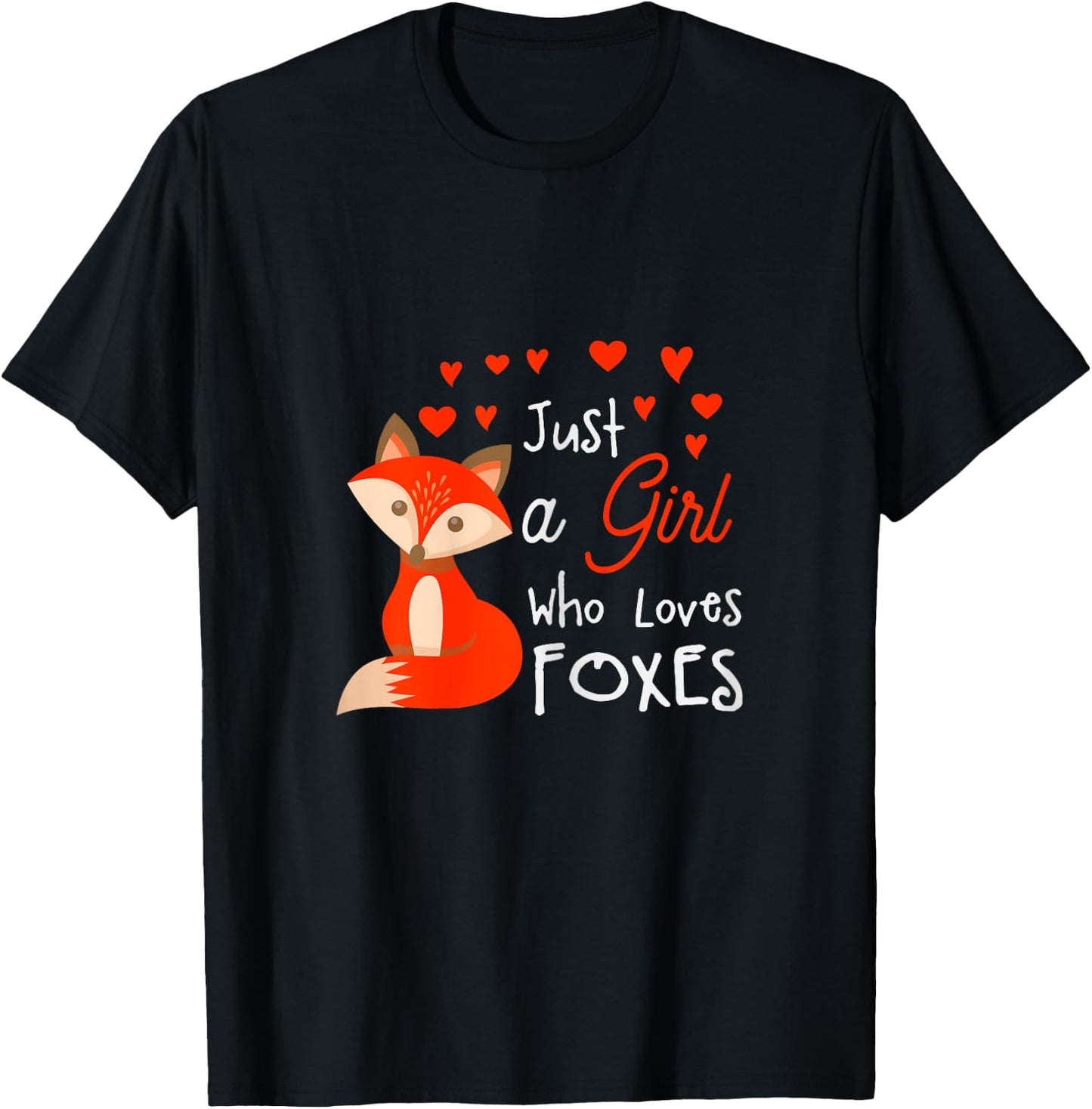 Just a girl who loves foxes - Cute looking fox T-Shirt - T-Shirt | Black