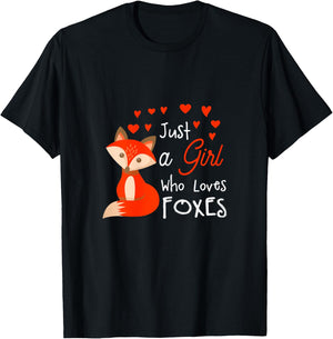 Just a girl who loves foxes - Cute looking fox T-Shirt - T-Shirt | Black