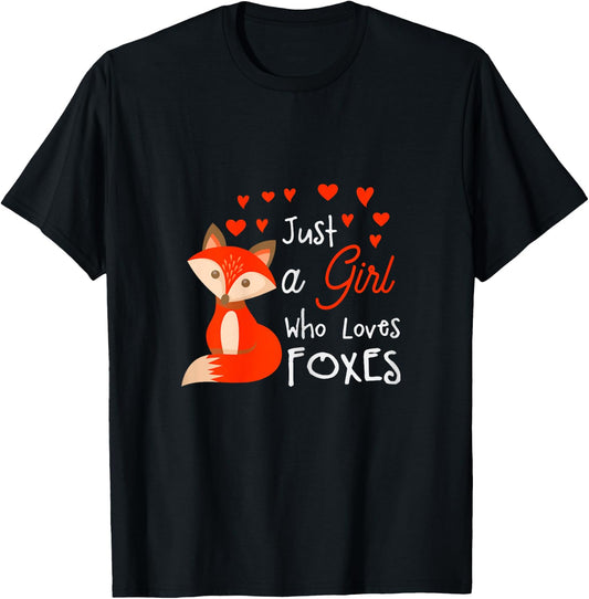 Just a girl who loves foxes - Cute looking fox T-Shirt - T-Shirt | Black