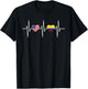 USA Colombia Shirt Heartbeat America Colombian Flag Heart T-Shirt - T-Shirt | Black