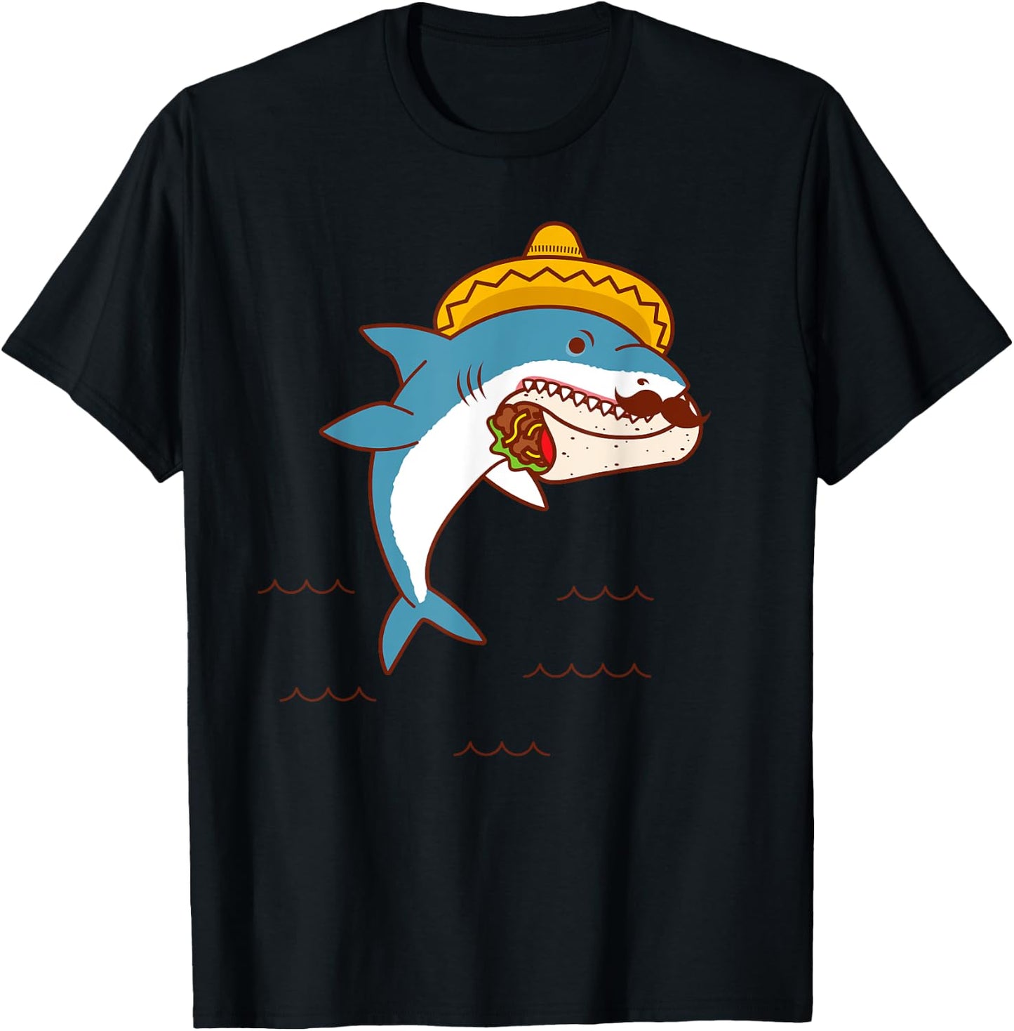 Mexican Shark Eating Burrito T-Shirt - T-Shirt | Black