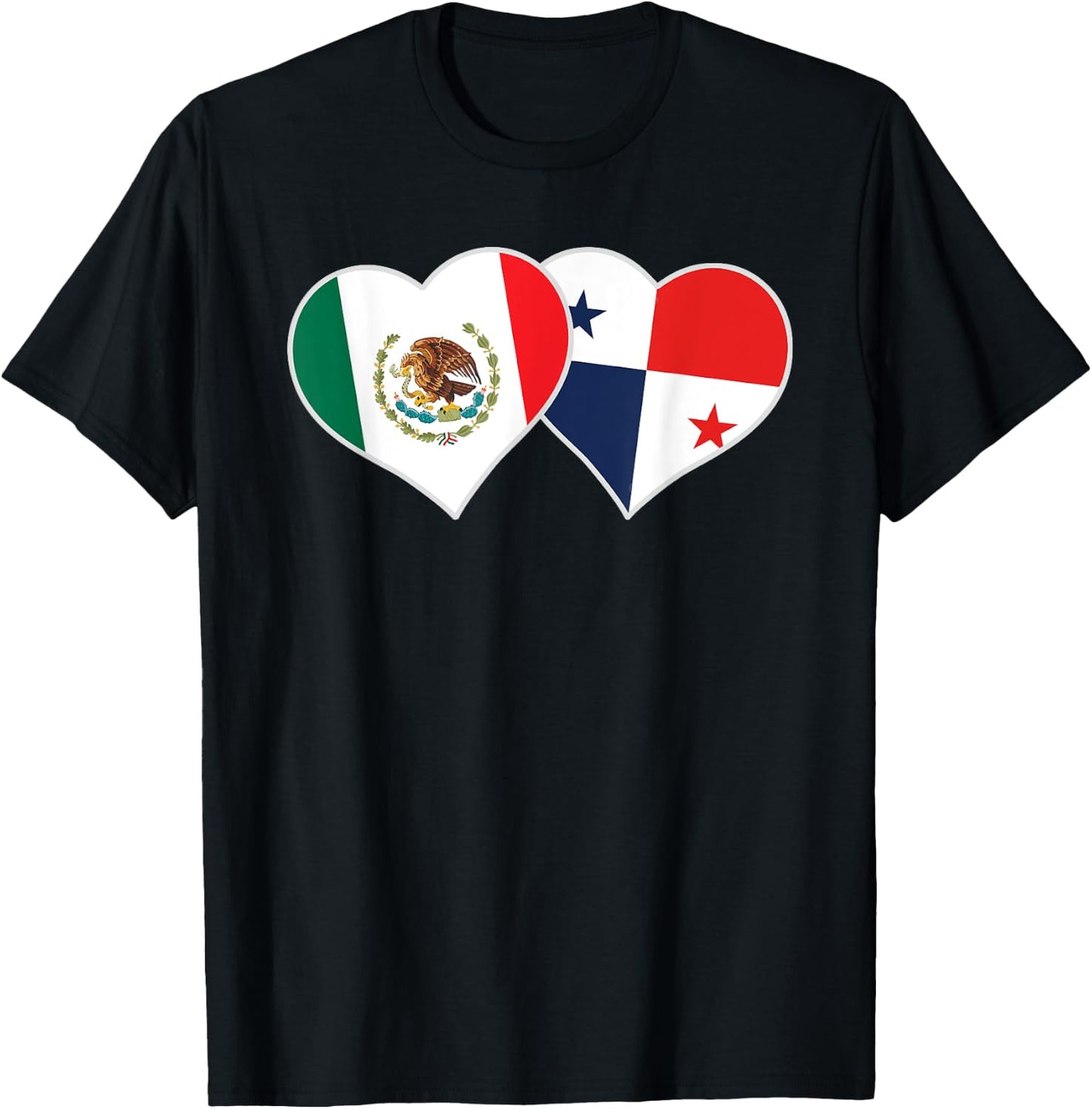 Mexican Panamanian Flag Heart Mexico Panama T-Shirt - T-Shirt | Black