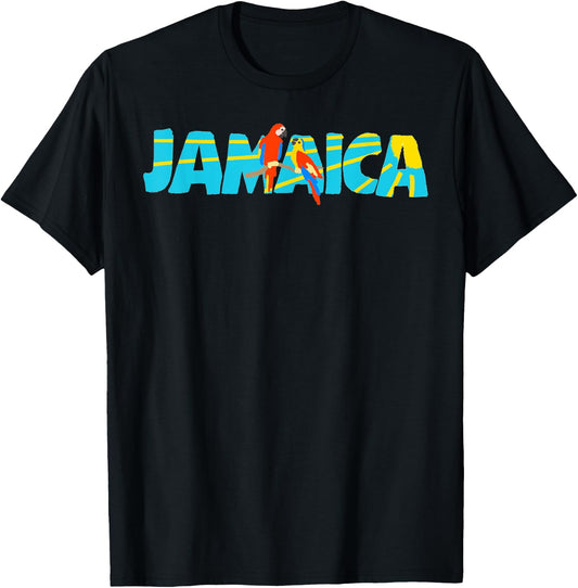 Jamaica Island Parrot Bird Sun T-Shirt - T-Shirt | Black