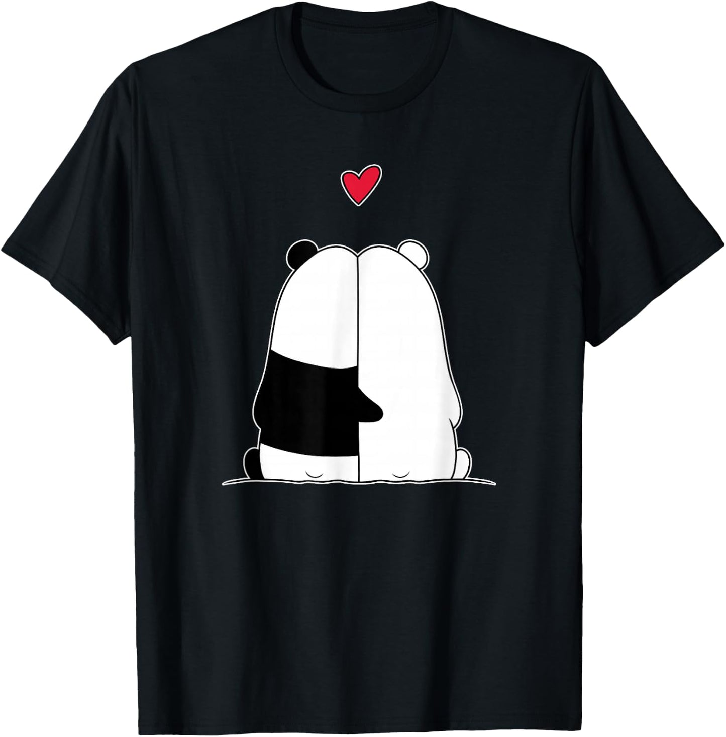 Couples Valentines Polar Bear Panda Bear T-Shirt - T-Shirt | Black