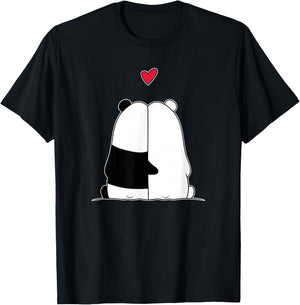 Couples Valentines Polar Bear Panda Bear T-Shirt - T-Shirt | Black