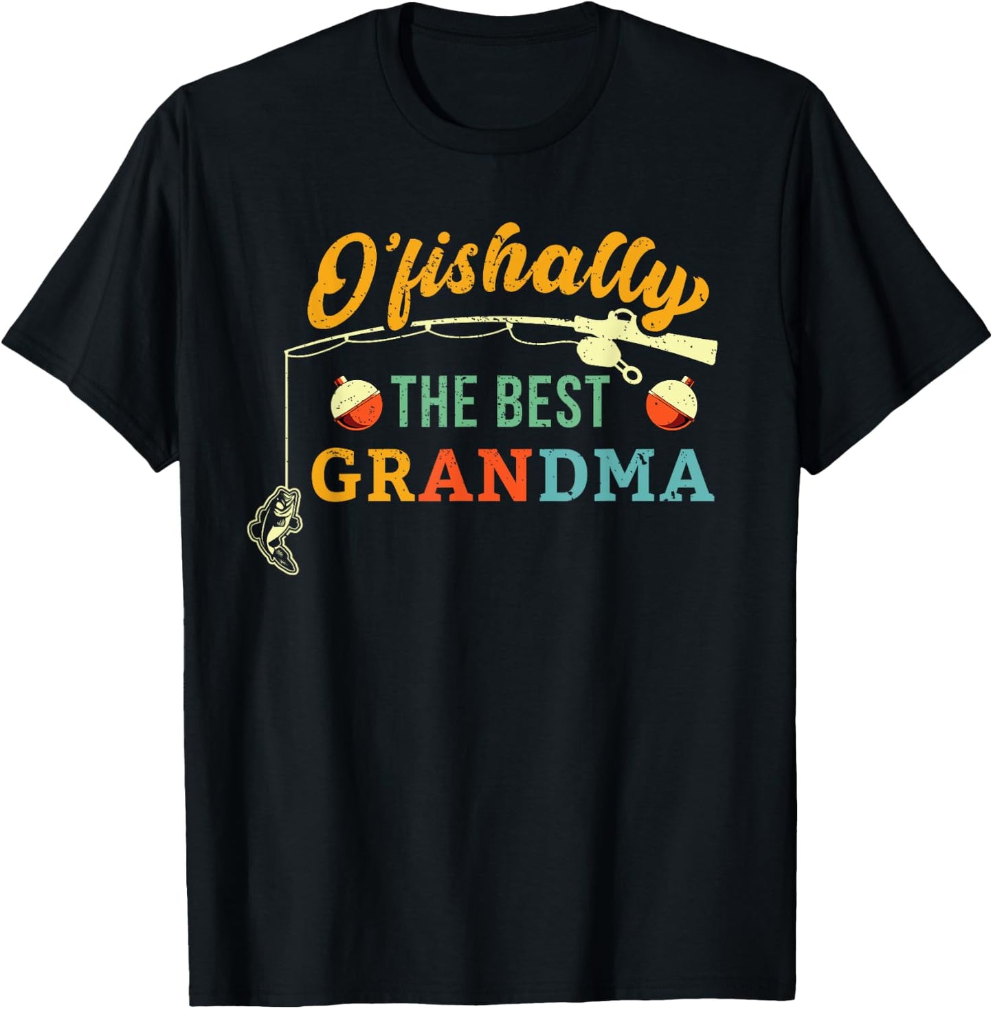 Ofishally Best Grandma Fishing Cute Grandmother Fisherwoman T-Shirt - T-Shirt | Black