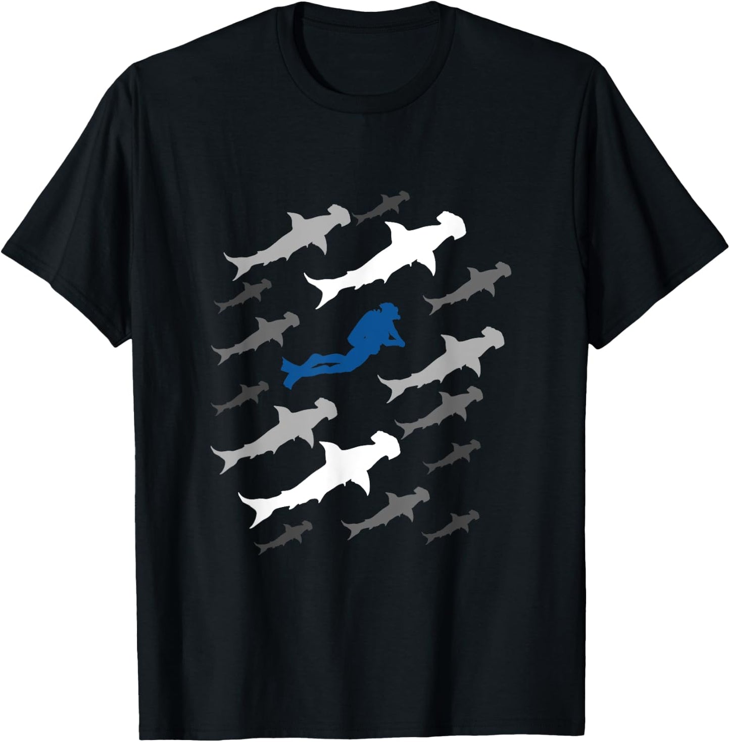 Scuba Diver and Hammerhead Shark for Scuba Diving Trip Dive T-Shirt - T-Shirt | Black