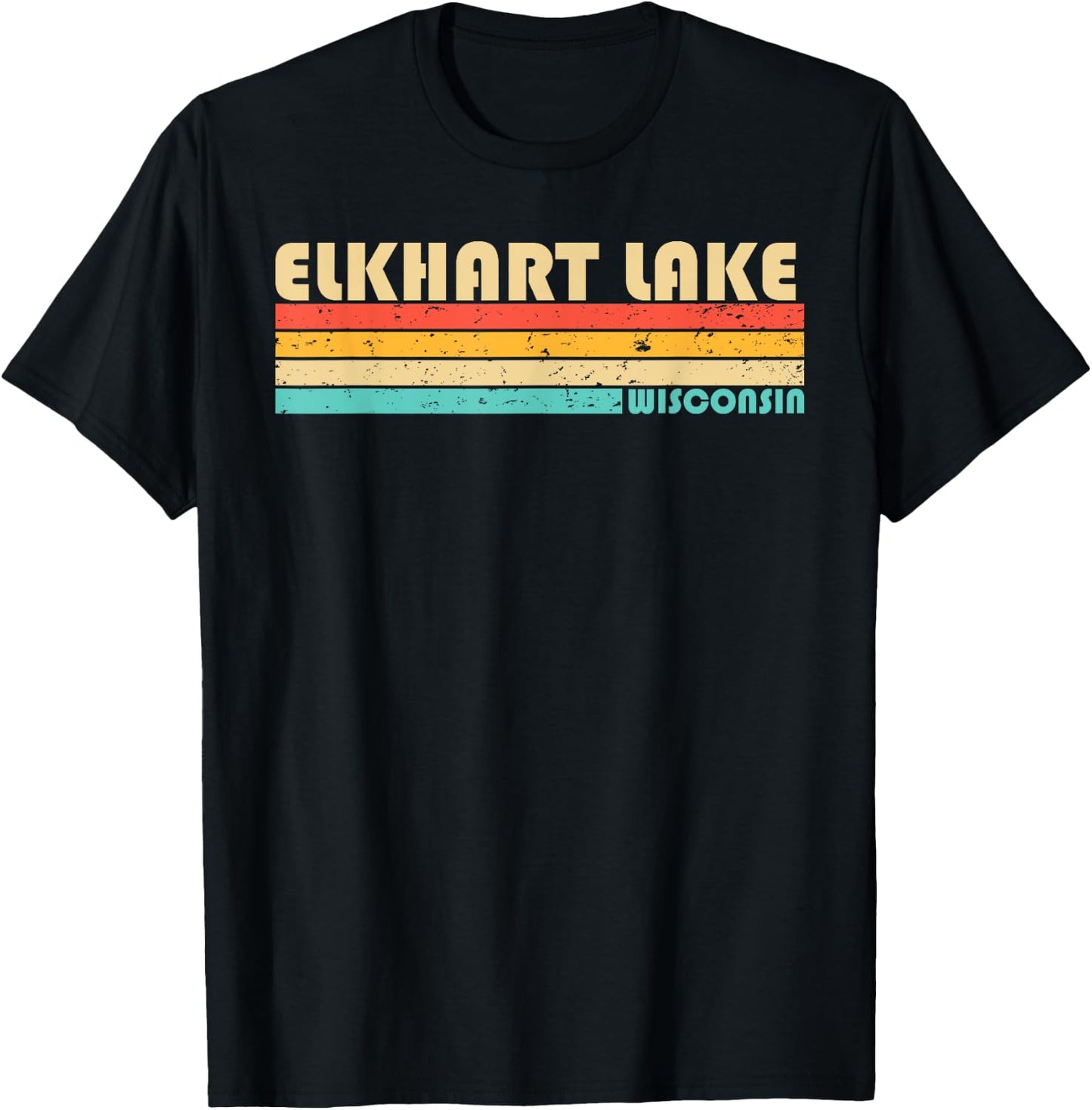 ELKHART LAKE WISCONSIN Funny Fishing Camping Summer Women Girls Kids T-Shirt - T-Shirt | Black