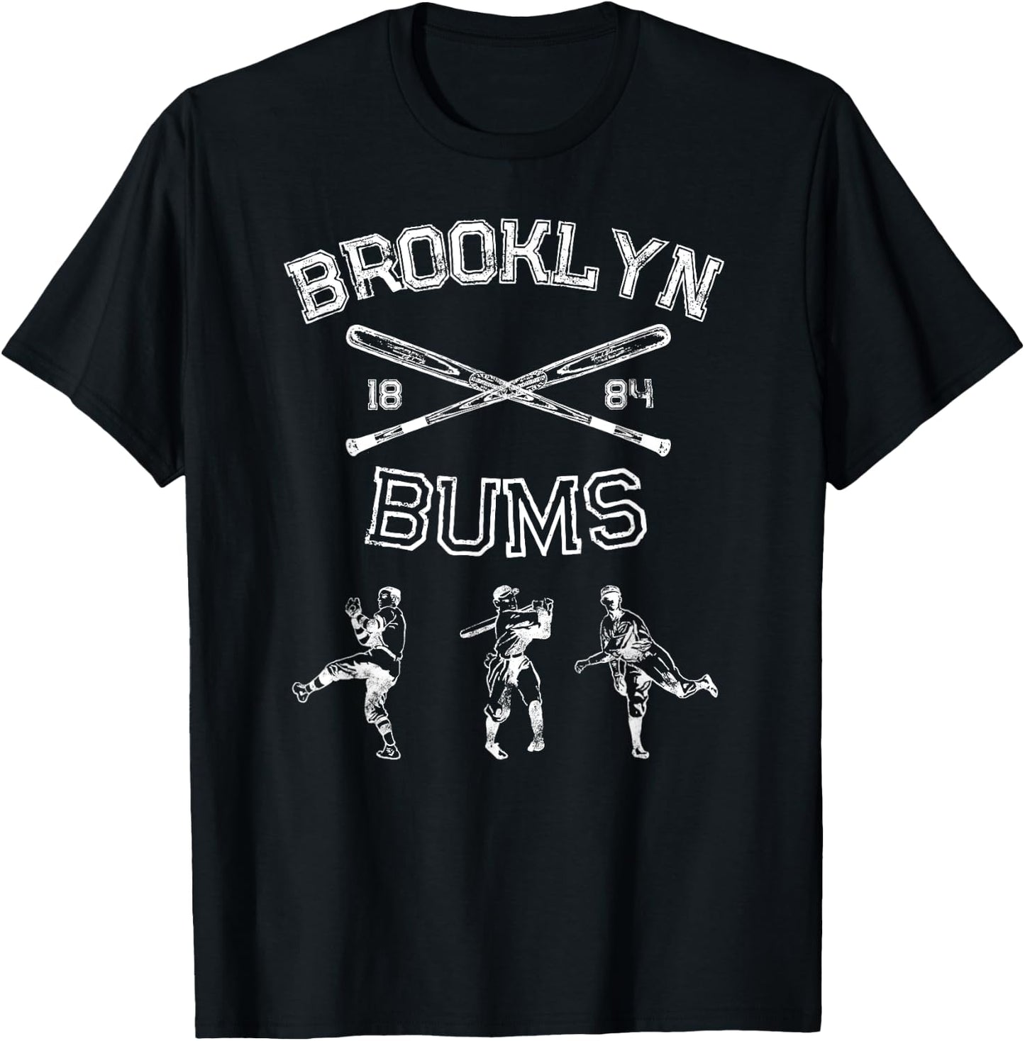 Classic Brooklyn Bums New York Baseball Fan Retro Vintage T-Shirt - T-Shirt | Black