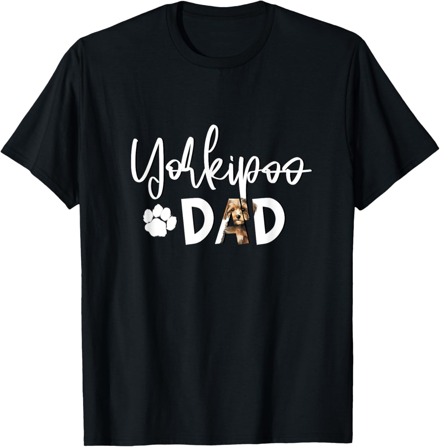 Yorkipoo Dad With Dog Paw T-Shirt - T-Shirt | Black