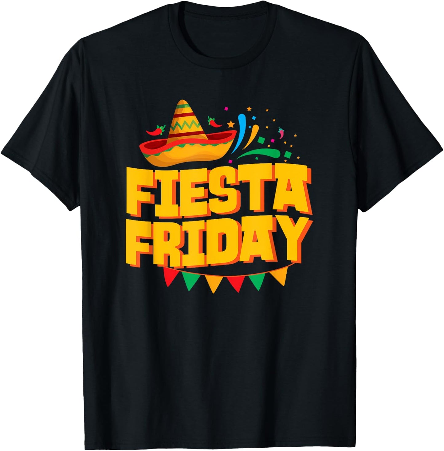 Fiesta Friday Celebration Sombrero T-Shirt - T-Shirt | Black