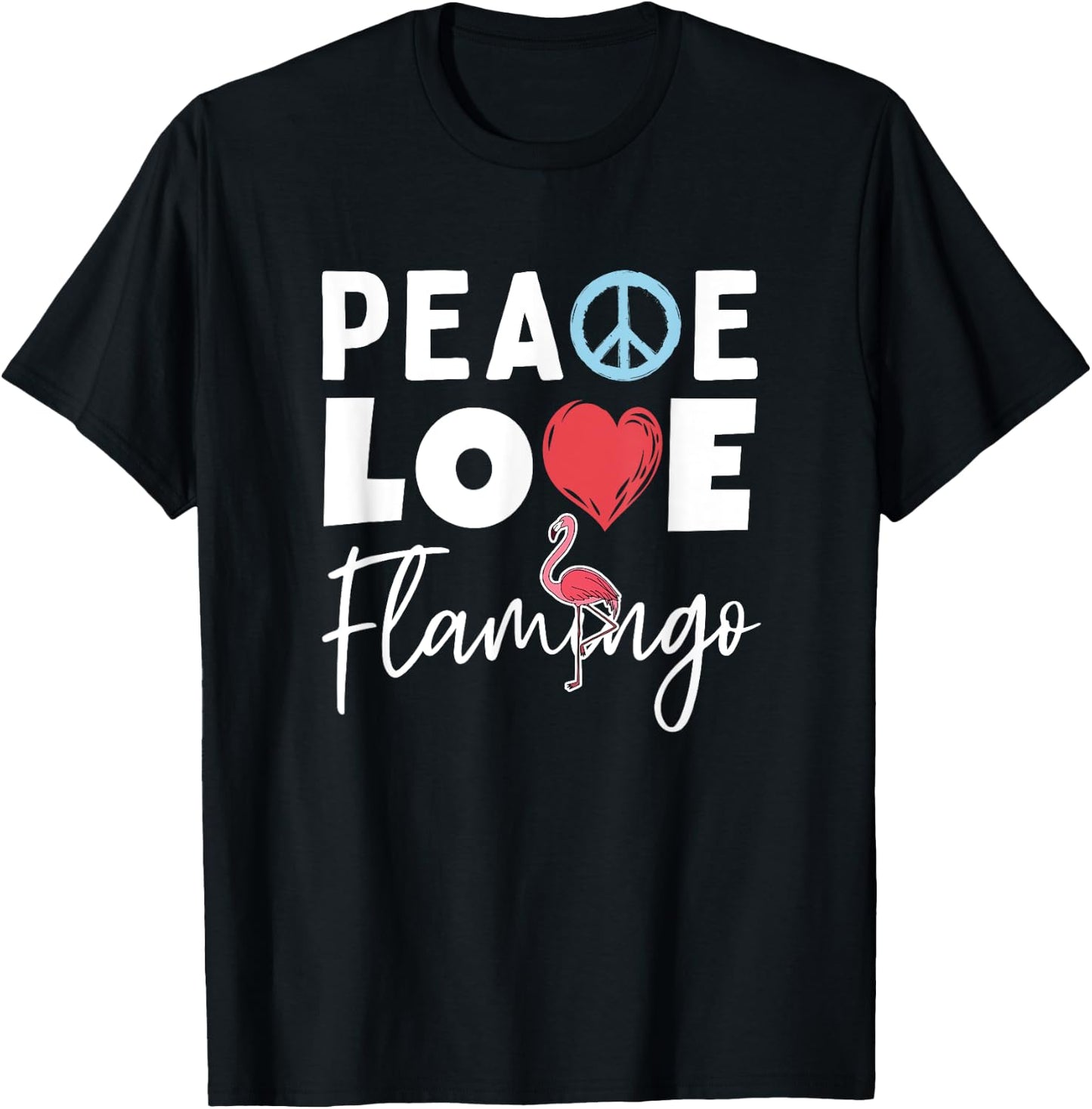 Zoo Keeper Gift Peace Love Flamingo T-Shirt - T-Shirt | Black