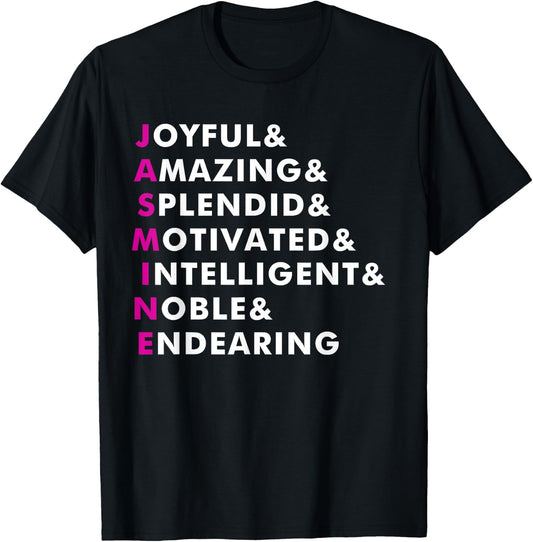 Jasmine Name Shirt Personalized Gift T-Shirt - T-Shirt | Black