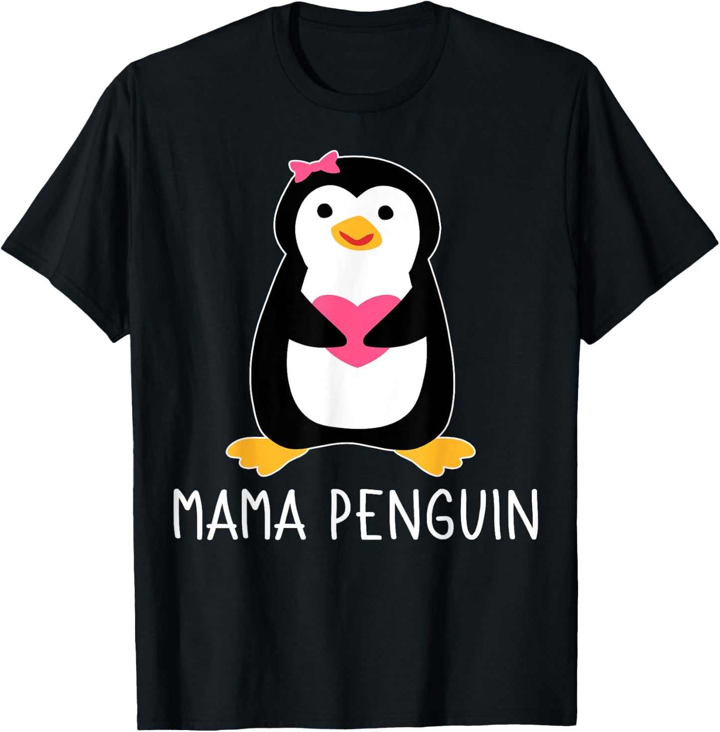 Penguin Mama Flightless Bird Lover Mother's Day Mommy Mom T-Shirt - T-Shirt | Black