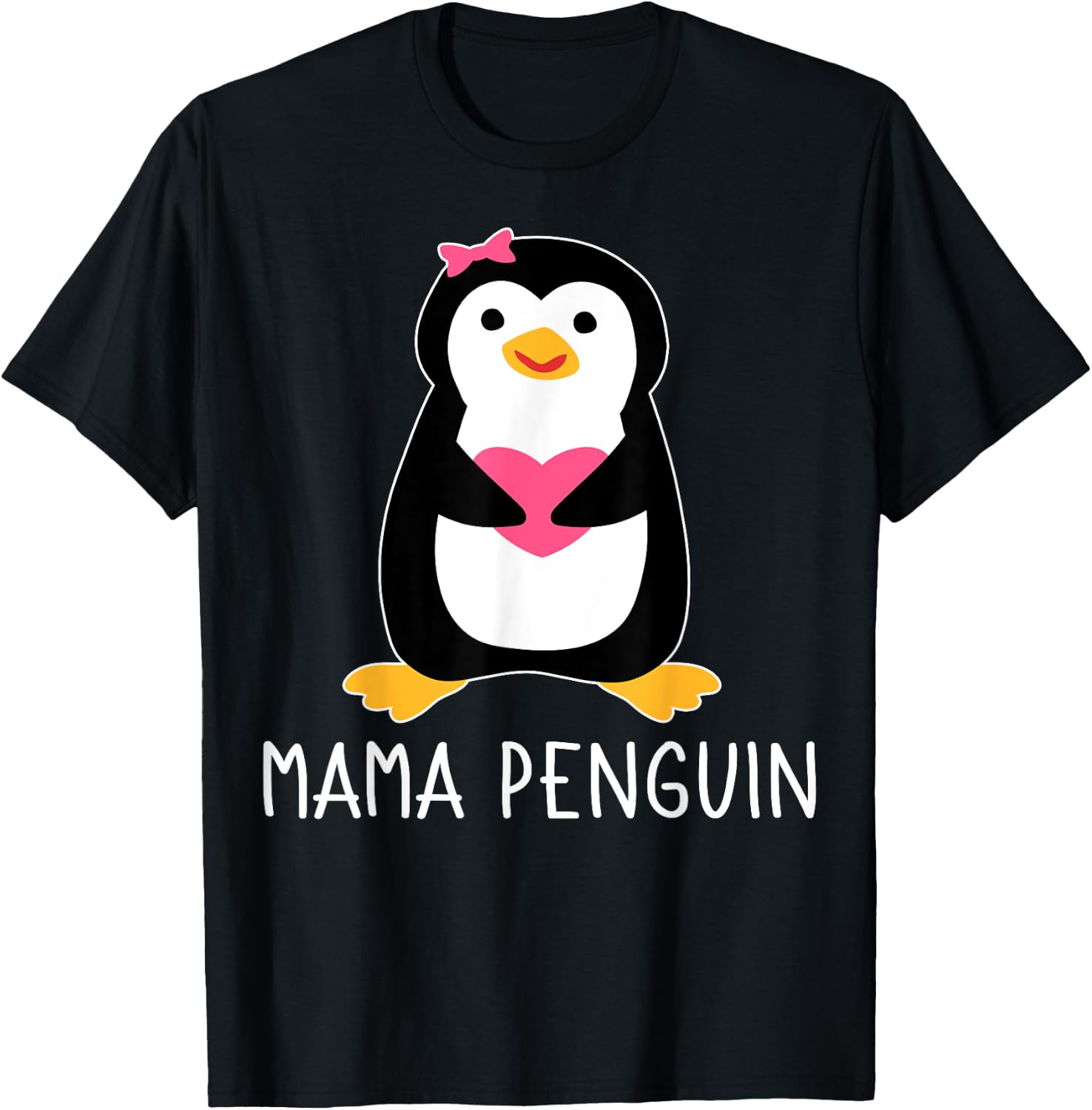Penguin Mama Flightless Bird Lover Mother's Day Mommy Mom T-Shirt - T-Shirt | Black