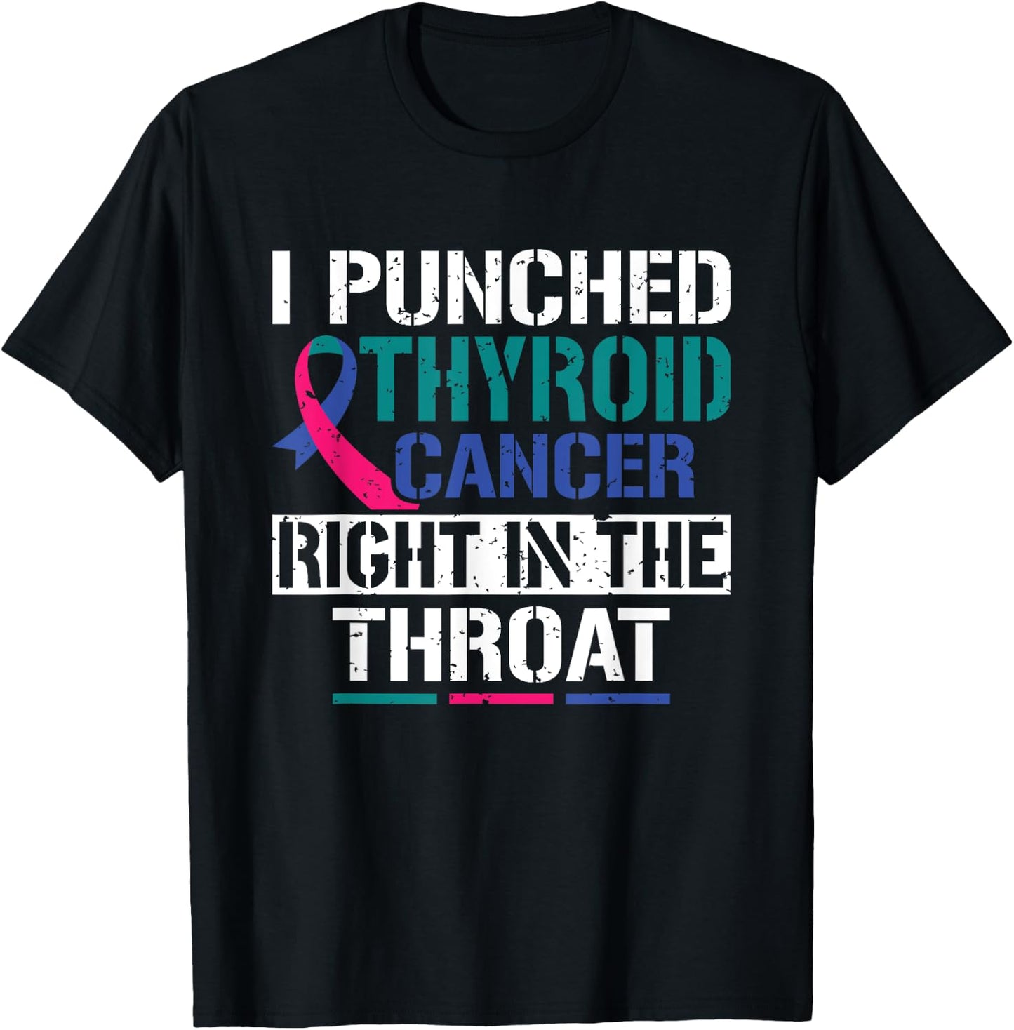 I Punched Thyroid Cancer Right In The Throat Warrior T-Shirt - T-Shirt | Black