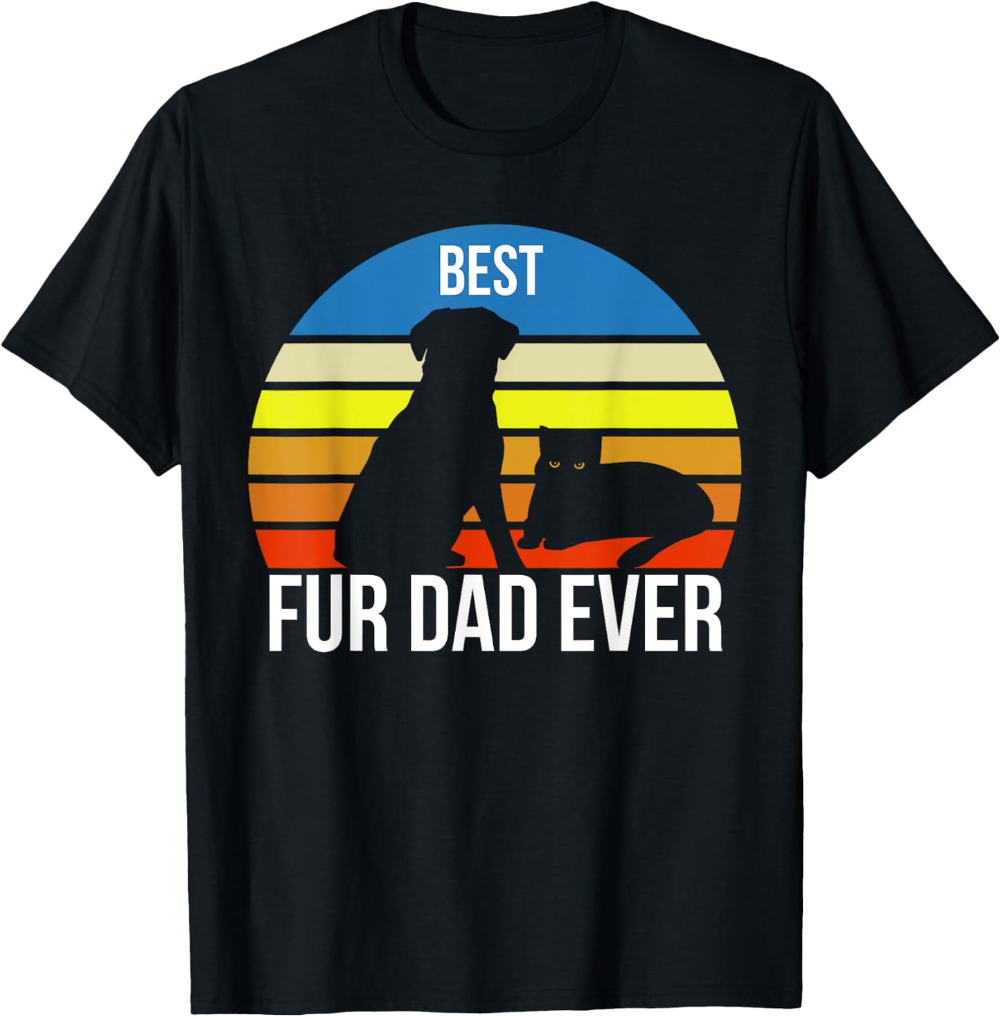 Best Fur Dad Ever Vintage Retro Dog and Cat Owner Funny T-Shirt - T-Shirt | Black