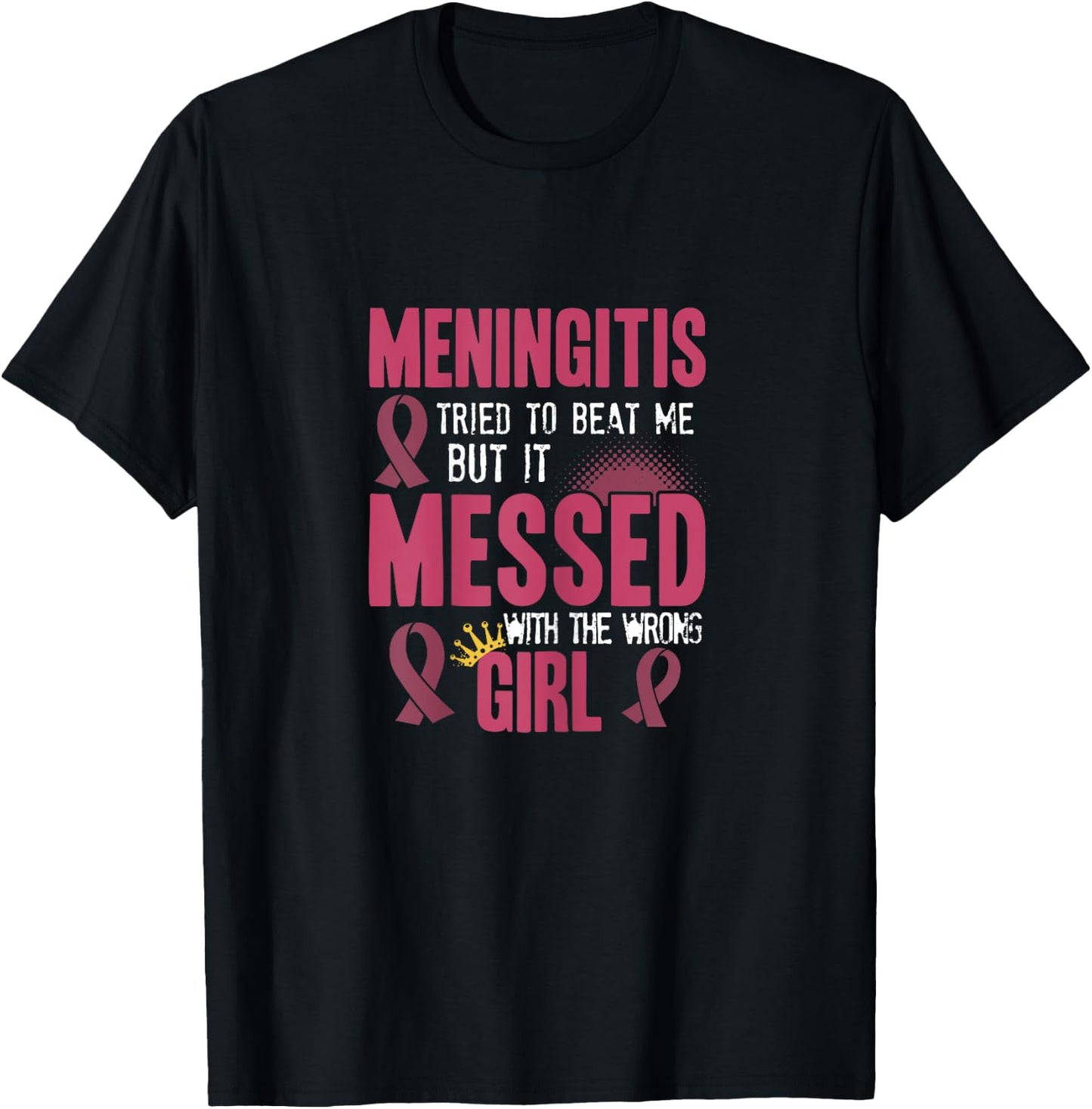 Meningitis Awareness survivor Girl Burgundy Ribbon T-Shirt - T-Shirt | Black