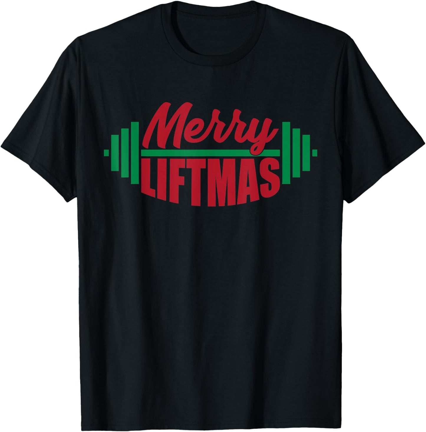 Merry Liftmas Funny Weightlifting Gym Xmas Workout Exercise T-Shirt - T-Shirt | Black