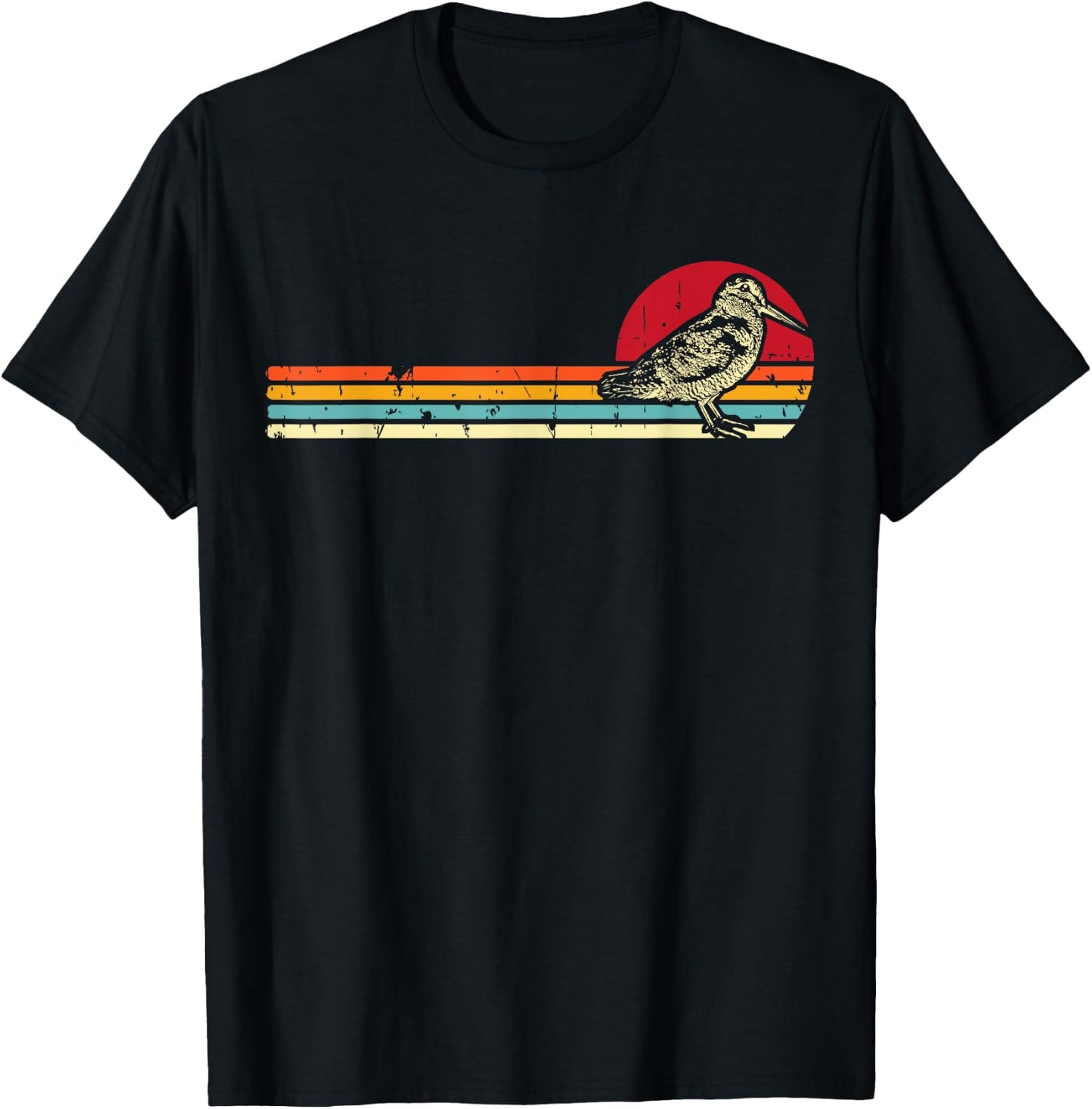 American Woodcock Bird Retro Vintage Unique Birding Gift T-Shirt - T-Shirt | Black