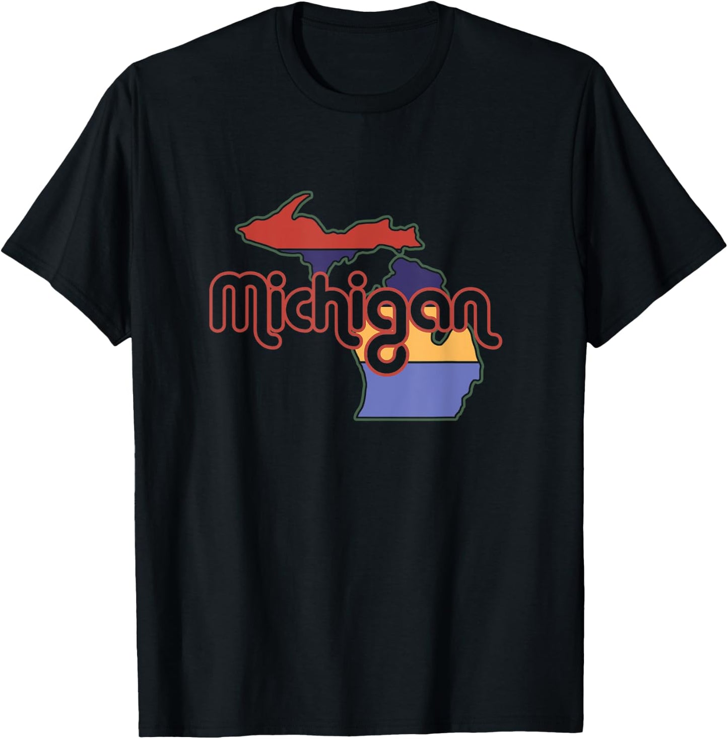 70s Retro Style Upper Peninsula Great Lake State Michigan T-Shirt - T-Shirt | Black