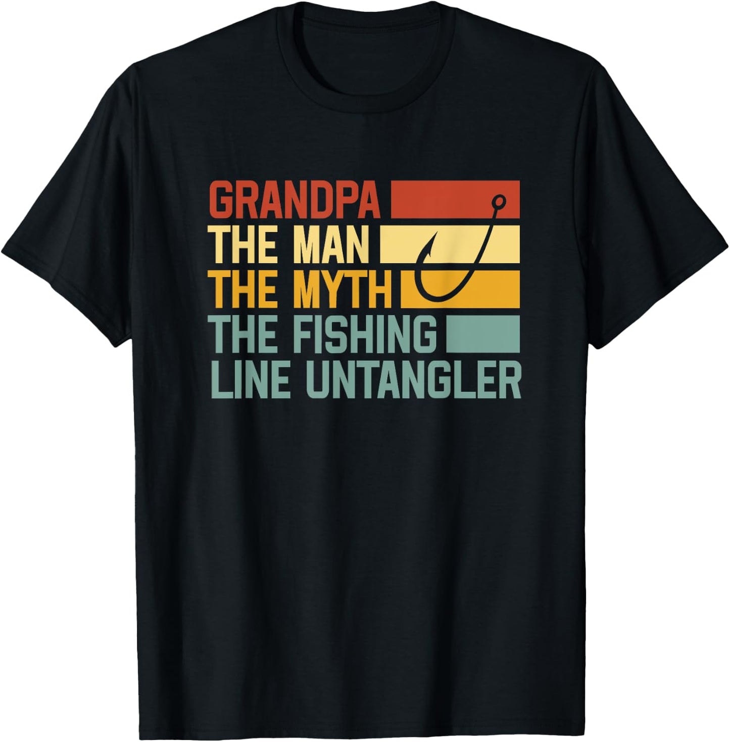 Grandpa The Man The Myth The Fishing Line Untangler T-Shirt - T-Shirt | Black