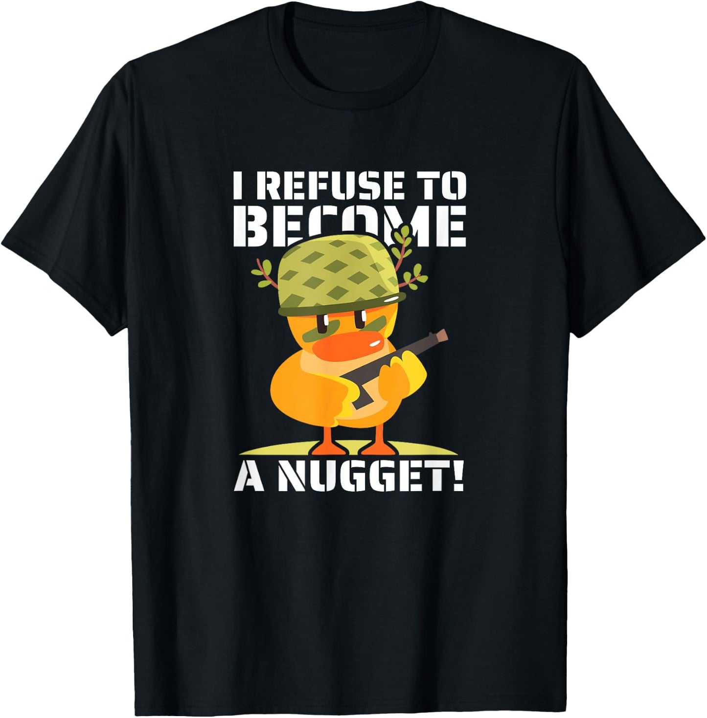 I Refuse To Become a Nugget! Kawaii Armed Chicken Hilarious T-Shirt - T-Shirt | Black