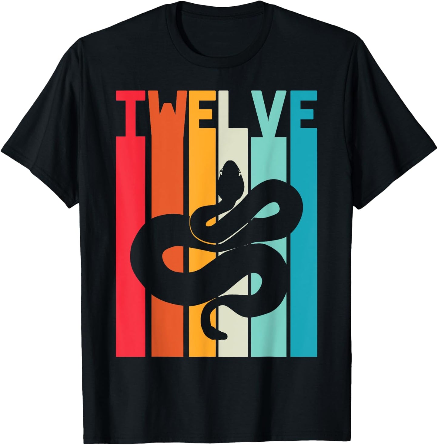 12th Birthday Vintage Snake Lover Pet Reptile 12 Years Old T-Shirt - T-Shirt | Black