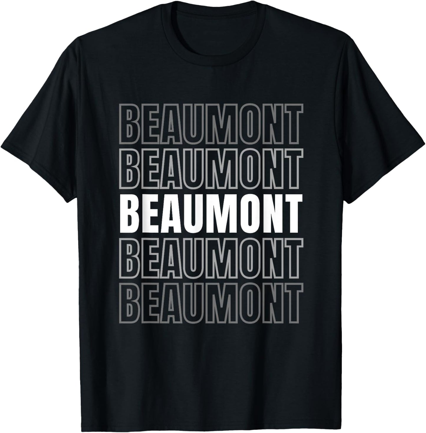 Beaumont Repeating Text Retro Design T-Shirt - T-Shirt | Black