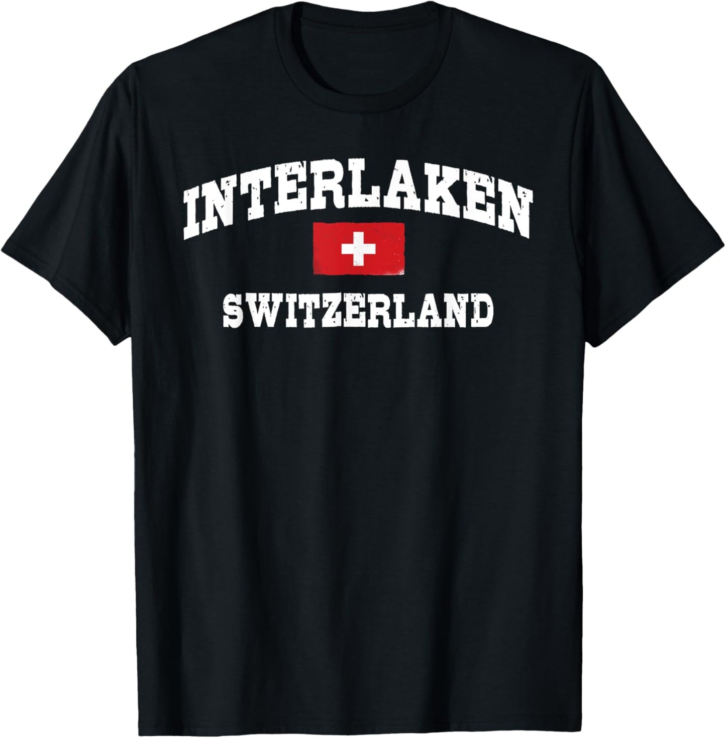 Interlaken Switzerland Swiss Flag T-Shirt - T-Shirt | Black