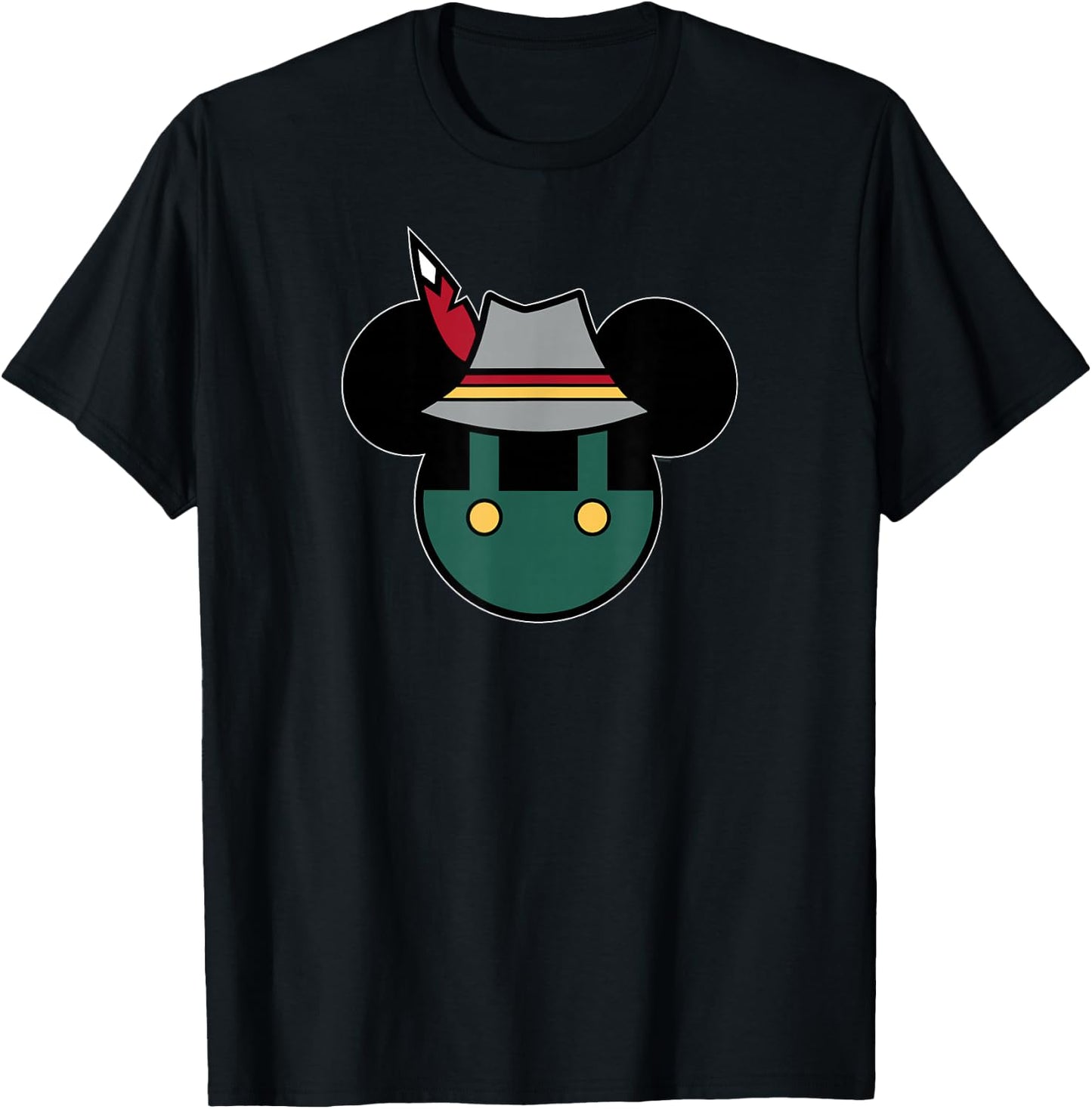 Disney Mickey Mouse Logo Oktoberfest German Hat & Lederhosen T-Shirt - T-Shirt | Black