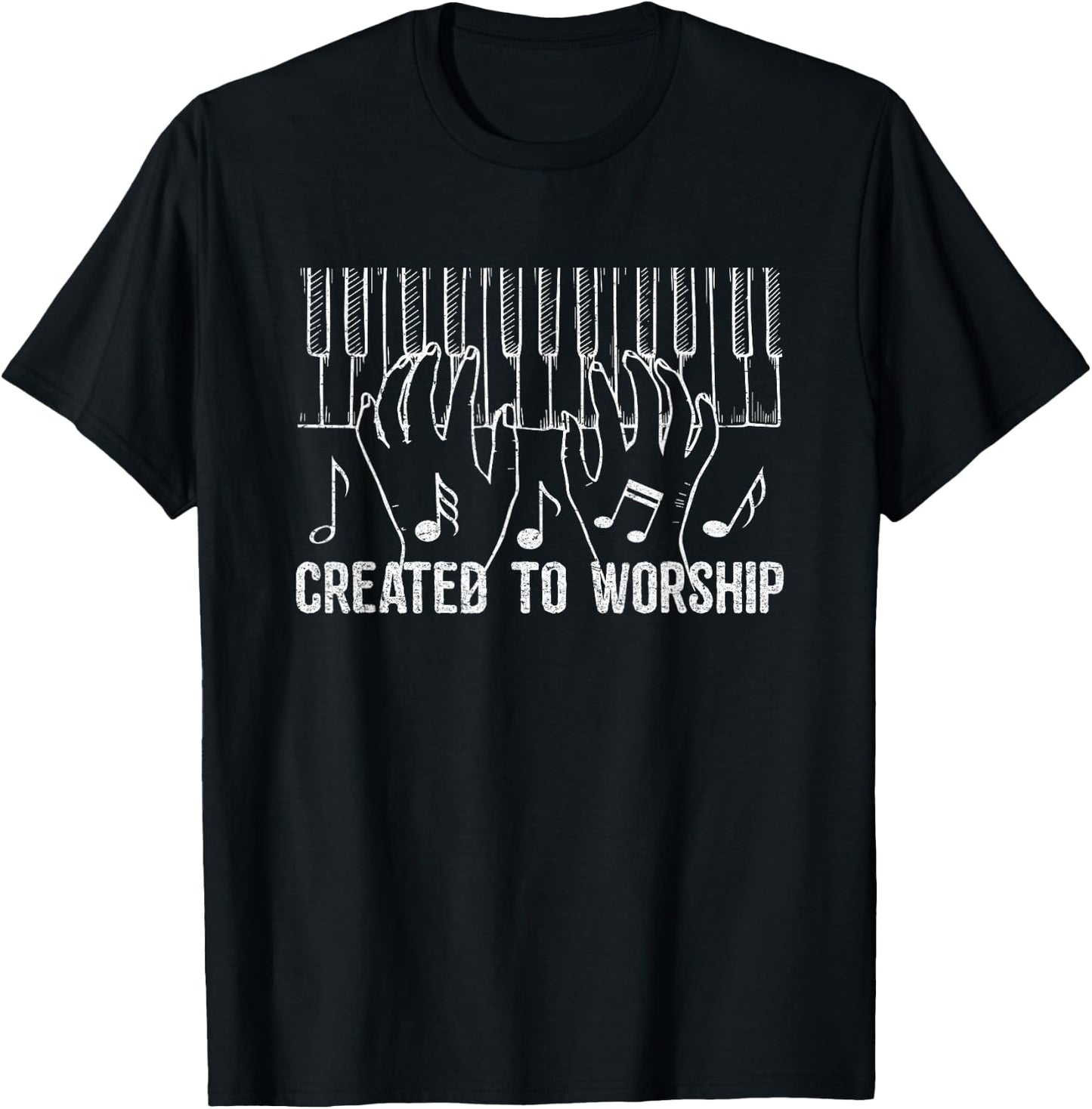 Created to Worship Piano Keyboard Gift T-Shirt - T-Shirt | Black