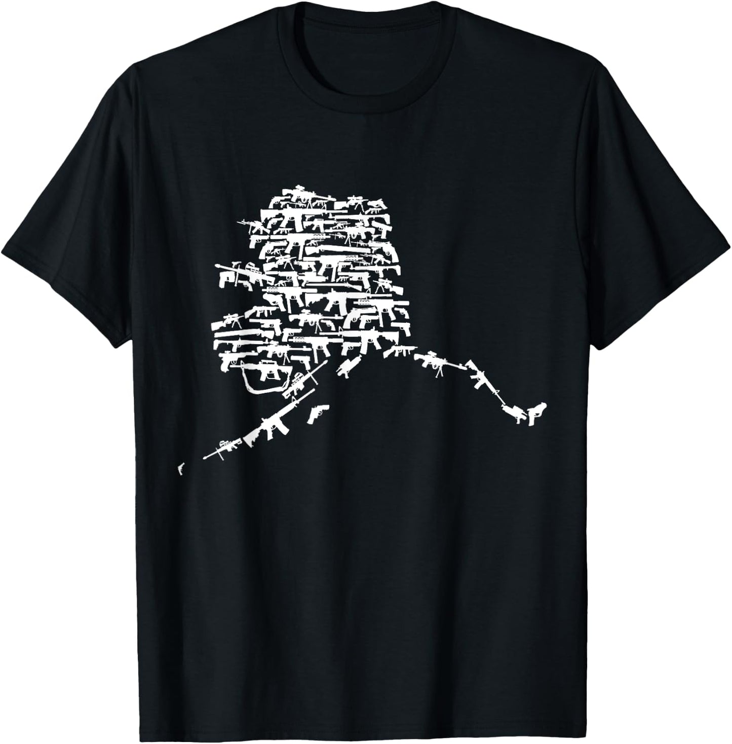 State of Alaska made up of Guns 2nd Amendment T-Shirt - T-Shirt | Black