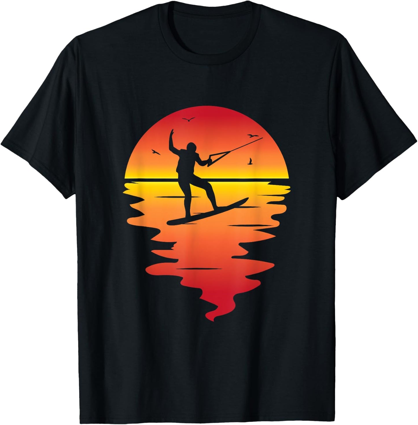 Cool Sunset Wakeboarding Graphic For Wakeboard Lovers T-Shirt - T-Shirt | Black
