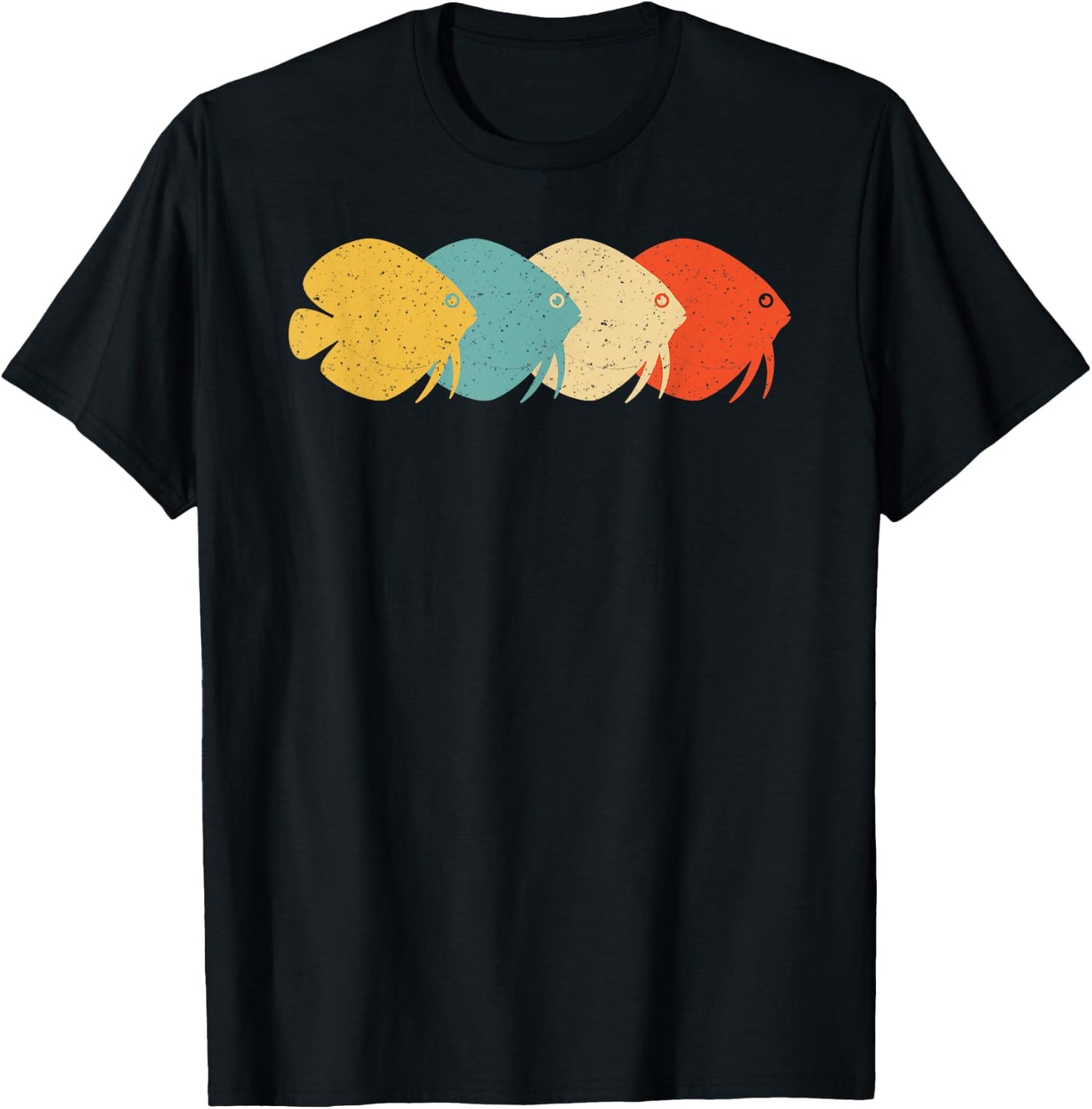 Discus Vintage Retro Pompadour Fish Lover 60s 70s Gift T-Shirt - T-Shirt | Black
