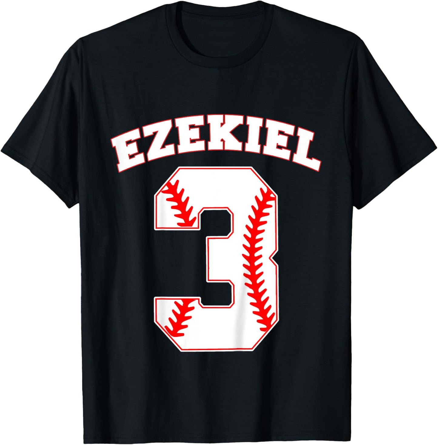 Kids Ezekiel Baseball Name Three Years 3rd Birthday Number Boys T-Shirt - T-Shirt | Black