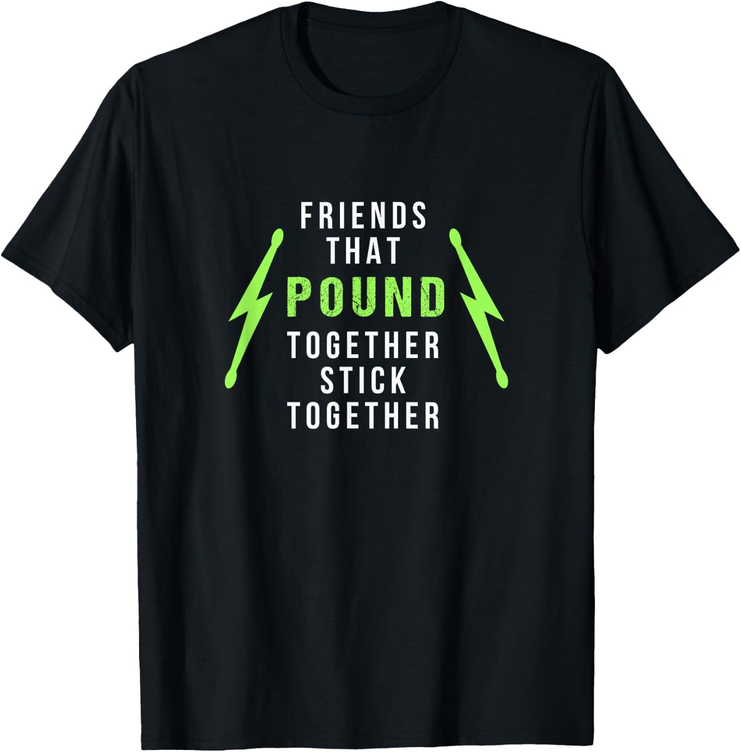 Pound Fitness Friends Pound Together with Lightning Bolts T-Shirt - T-Shirt | Black